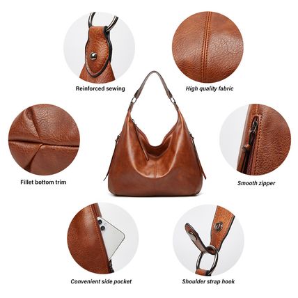 Women Shoulder Bags Tote Satchel Hobo 3pcs Purse Set Brown