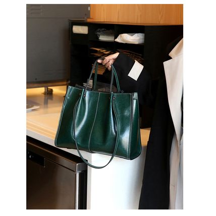 Genuine Leather Women Shoulder Bag Vintage Crossbody Purse Handbag Green