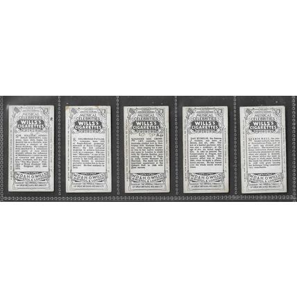 WILLS - Musical Celebrities (2nd Series) - 1914 - 5 Cards - Good.