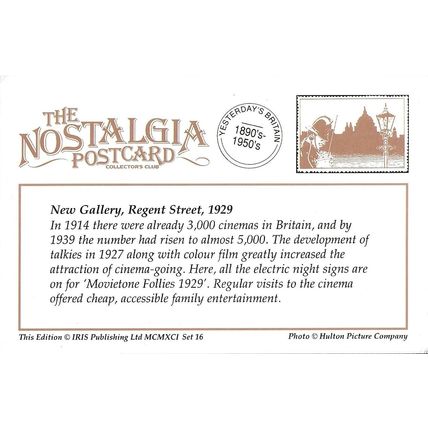 Postcard New Gallery Cinema Regent Street London 1929 Movietone Follie Nostalgia