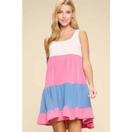 Women's Color Block Babydoll Dress