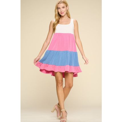 Women's Color Block Babydoll Dress