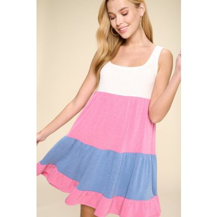 Women's Color Block Babydoll Dress