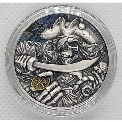 1 Oz Silver Collectible 2025 Ghana Memento Mori Pirate UHR COA Mintage Of 999