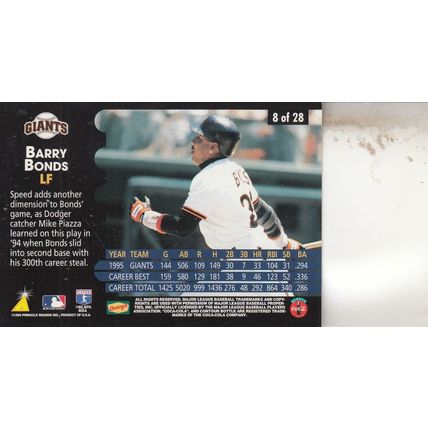 BARRY BONDS 1996 AUTOGRAPHED SAN FRNCISCO GIANTS HOLOGRAM HR CHAMPION ALL-STAR