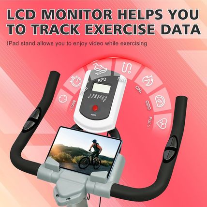Indoor Exercise Bike, Low Noise Indoor Cycling Bike with Comfortable Adjustable