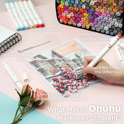 Ohuhu Alcohol Markers - Double Tipped Art Marker Set for Artist Illustration -16
