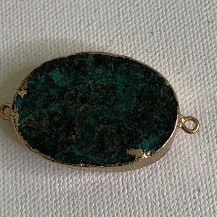 Chrysocolla Malachite Gold Dipped Connector Bead Double Sided Jewelry Making 1.5