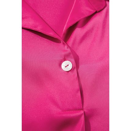 Rose Red Buttoned Collar Shift T-shirt Mini Dress