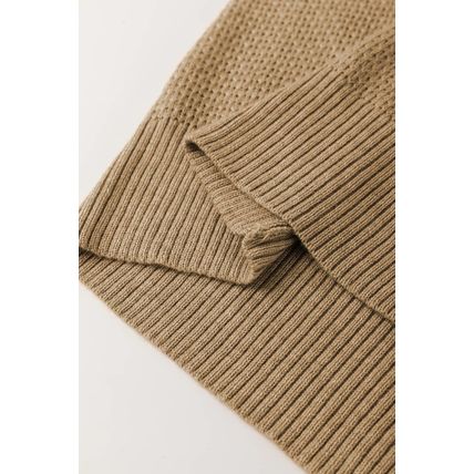 Straw Yellow Brushed Knit Casual Fitted Sweater