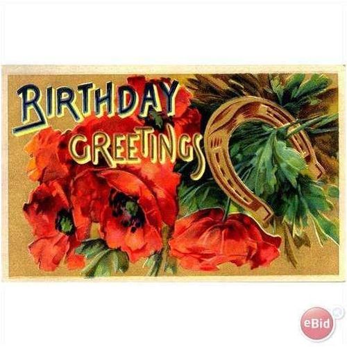 1911 Serie #1680 "Birthday Greetings Horseshoe"