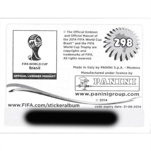 2014 Panini World Cup Soccer Stickers - #298 - England Logo