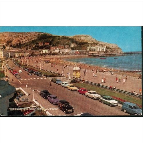 Salmon Vintage British Postcard 1969 - Promenade & Great Orme - Llandudno, Wales
