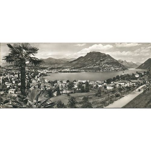 Switzerland PC - Lugano e Monte Bre - Veduta Panoramica - 21cm x 9cm