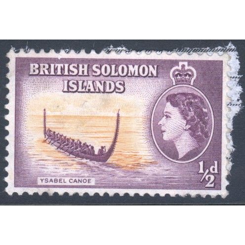 British Solomon Islands 1956 - SG82 - 1/2d orange & purple - Ysabel Canoe - used