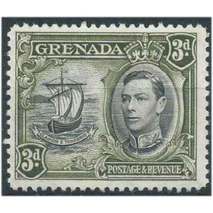 Grenada 1950 SG158b 3d Black & Brown-Olive Perf 12.5 Mounted Mint . ..