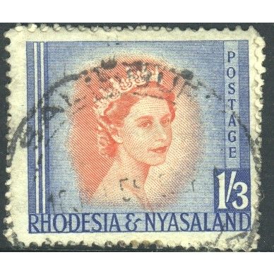 Rhodesia & Nyasaland 1954 - SG10 - 1s.3d red/blue - used