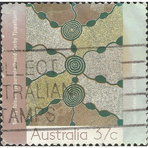 AUSTRALIA, Aborigine Art, Bush Potato Country, brown 1988, 37c, #7