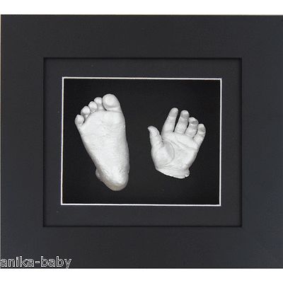 New Unisex Girl/Boy 3D Baby Casting Kit Silver Hand Foot Feet Cast Black Frame