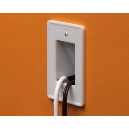 Arlington CE1-1 Recessed Reversible Low Voltage Cable Plate - 1-Gang - White - 1
