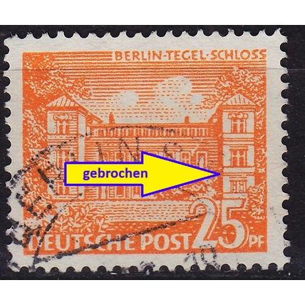 GERMANY BERLIN [1949] MiNr 0050 II ( O/used ) [01] Architektur Plattenfehler