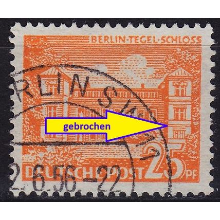 GERMANY BERLIN [1949] MiNr 0050 II ( O/used ) [02] Architektur Plattenfehler