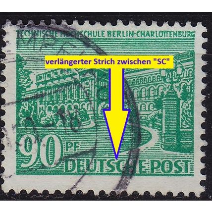 GERMANY BERLIN [1949] MiNr 0056 IV ( O/used ) [02] Architektur Plattenfehler