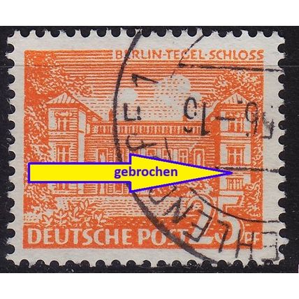 GERMANY BERLIN [1949] MiNr 0050 II ( O/used ) [03] Architektur Plattenfehler