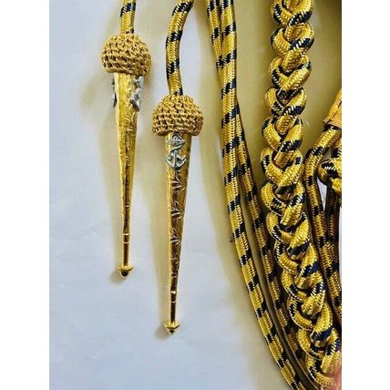 USA NAVY AIDC TO PRESIDENT GOLD BLUE METALLIC WIRE AIGUILLETTES ANCHOR PINS