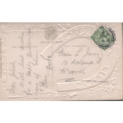 Antique GB Greetings Card 1916 - 21st Birthday Wishes