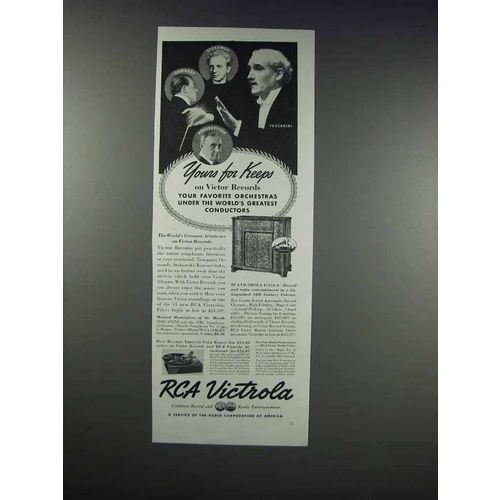 1938 RCA Victrola U-134-A Ad - Toscanini, Stokowski