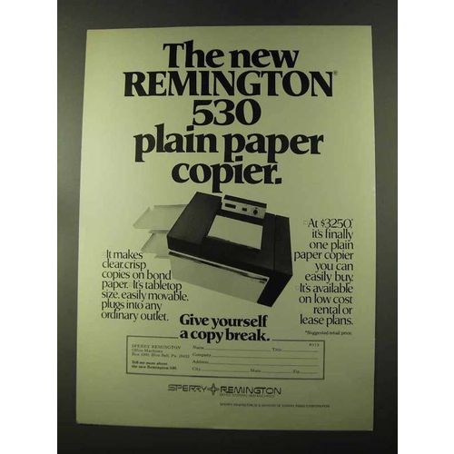 1973 Remington 530 Copier Ad - Plain Paper