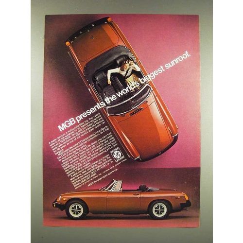 1976 MG MGB Car Ad - World's Biggest Sunroof