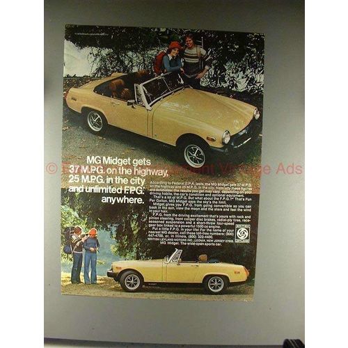 1976 MG Midget Car Ad - 37mpg on Highway, 25mpg in City