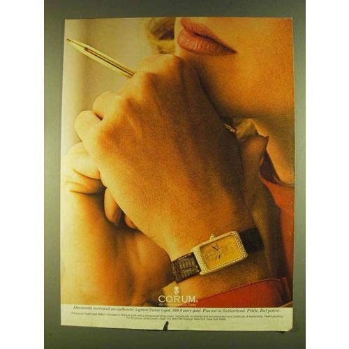 1980 Corum Gold Ingot Watch Ad - Diamonds Surround