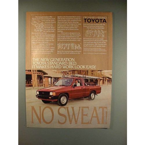 1984 Toyota Standard Bed Truck Ad - No Sweat!