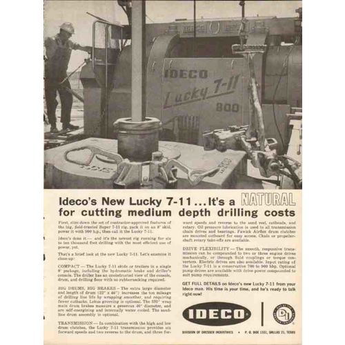DRESSER INDUSTRIES 1962 Ideco Lucky 7-11 oil drilling costs vintage ad
