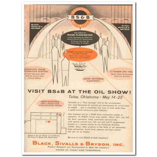 BLACK SIVALLS BRYSON INC 1959 Mass Flowmeter Tulsa oil show vintage ad