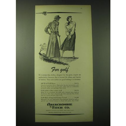 1948 Abercrombie & Fitch Ad - Golf Dress; Golf Jacket and Golf Skirt