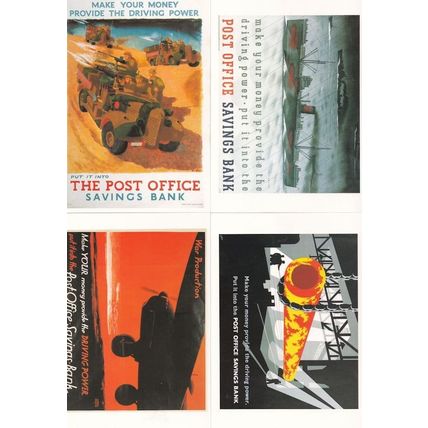 The Post Office Savings Bank Royal Mail Poster 4x Postcard Bundle