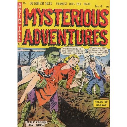 Mysterious Adventures Buried Alive Comic Skeleton Grim Reaper Postcard