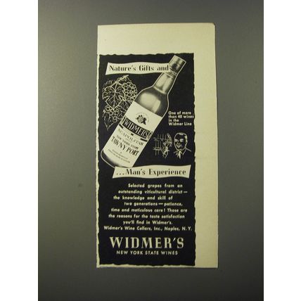 1953 Widmer's Neapolitan Tawny Port Ad - Nature's gifts and man's experience