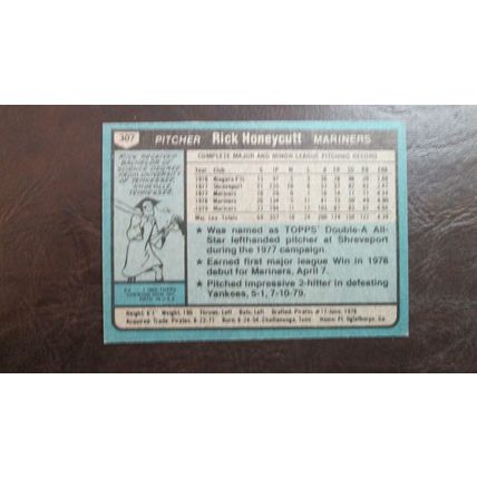 1980 Topps Rick Honeycutt Seattle Mariners Card #307