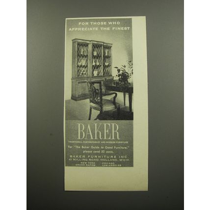 1955 Baker Furniture Ad - Appreciate the finest