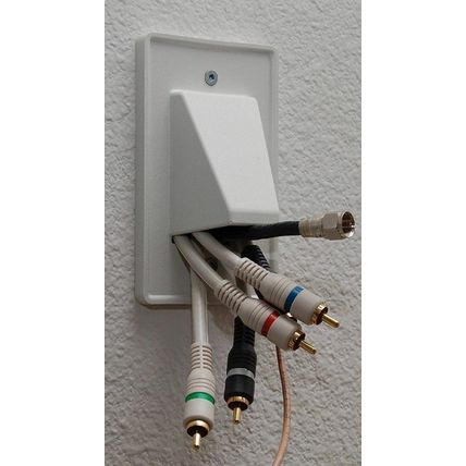 Arlington CE1-1 Recessed Reversible Low Voltage Cable Plate - 1-Gang - White - 1