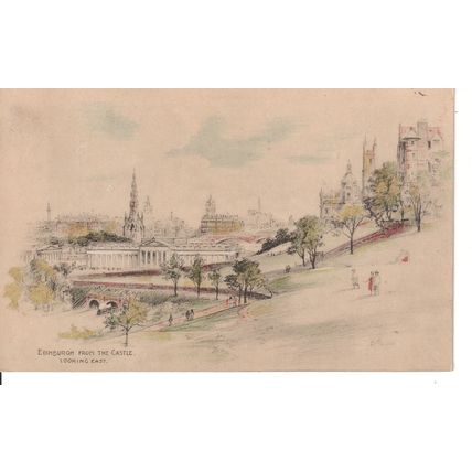 Vintage Scotland Postcard - Edinburgh from The Castle, Looking East, Scotland