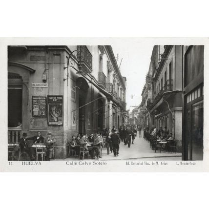 Calle Calvo Sotelo Huelva Spain Real Photo Postcard