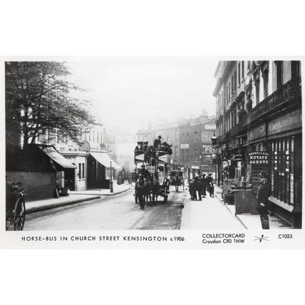 Horse Bus Transportation Kensington London in 1906 RPC Postcard