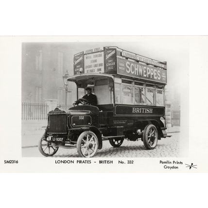 London Pirates Driver Schweppes Advertising Bus Tram RPC Postcard