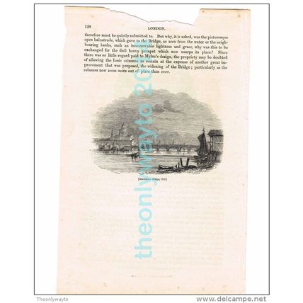 BLACKFRIARS BRIDGE 1839, LONDON, ENGLAND, BOOK ILLUSTRATION/PRINT, 1842